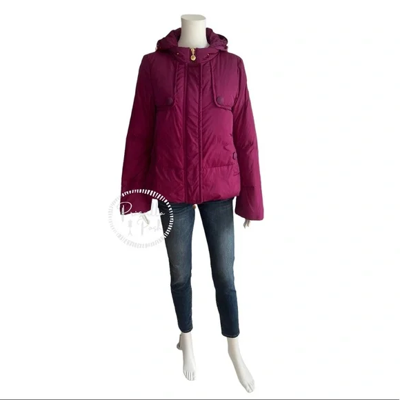 Moncler Magenta 'Amaryllis' Down Puffer Jacket Puffer Coat Fuchsia Pink Purple - Picture 2 of 14